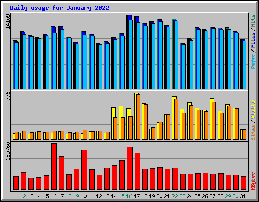 Daily usage for January 2022