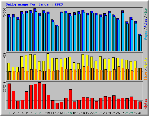 Daily usage for January 2023