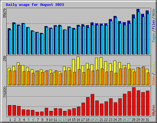 Daily usage for August 2023