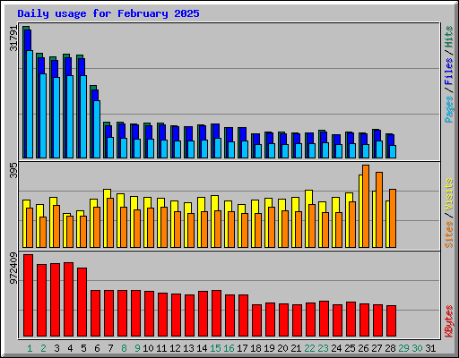 Daily usage for February 2025